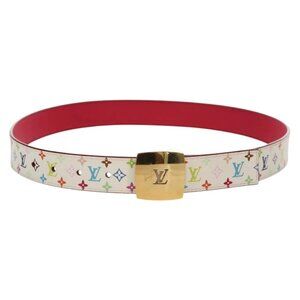 LOUIS VUITTON Multicolor Ceinture Carre Belt White